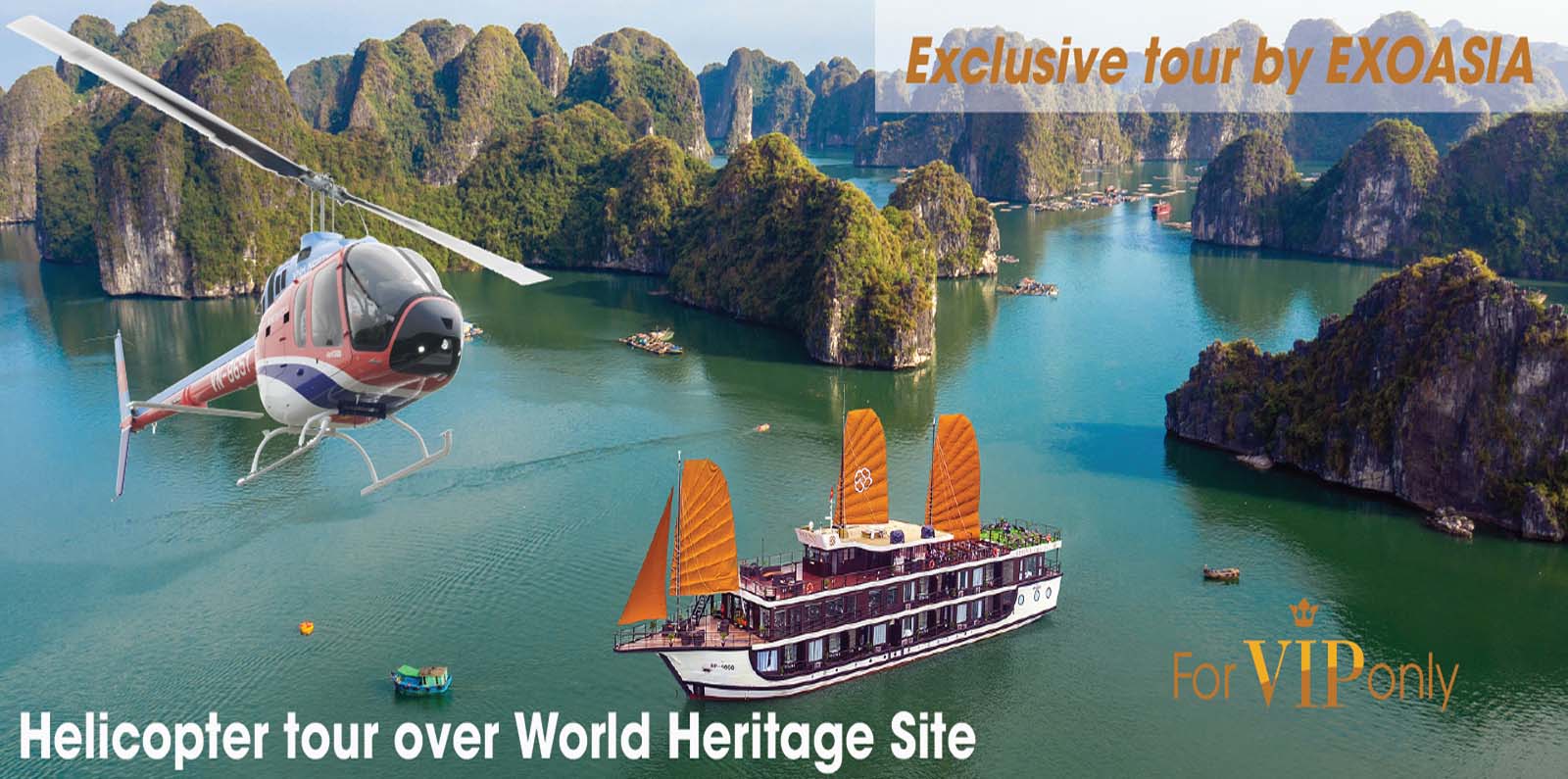 vietnam helicopter tour, halong bay, exo travel, exoasia travel, helicopter tour in halong HELICOPTER TOURS